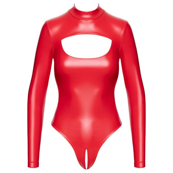 Noir - body effet brillant - rouge - L