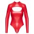 Noir - body effet brillant - rouge - L