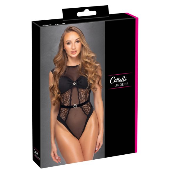 Cottelli - body en dentelle transparente - noir