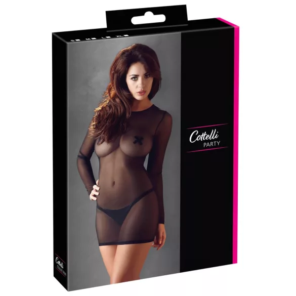 Cottelli - robe transparente - noir - XL