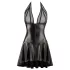 Noir - robe plissée sexy - col tour de cou - buste transparent - noir - L