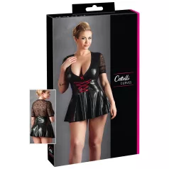   Cottelli - Robe grande taille brillante - corset rouge - noir