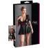 Cottelli - Robe grande taille brillante - corset rouge - noir