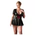 Cottelli - Robe grande taille brillante - corset rouge - noir - XXXL