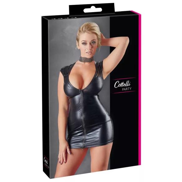 Cottelli - robe moulante sans manches brillante - noir - XL