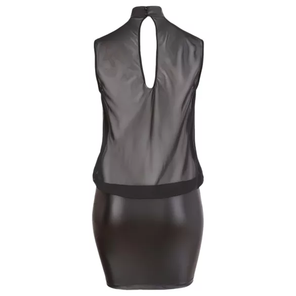 Cottelli - robe grande taille transparente - chiffon brillant noir - 3XL