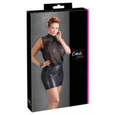   Cottelli - robe grande taille transparente - chiffon brillant noir - 4XL