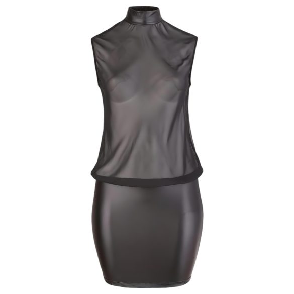 Cottelli - robe grande taille transparente - chiffon brillant noir - 4XL