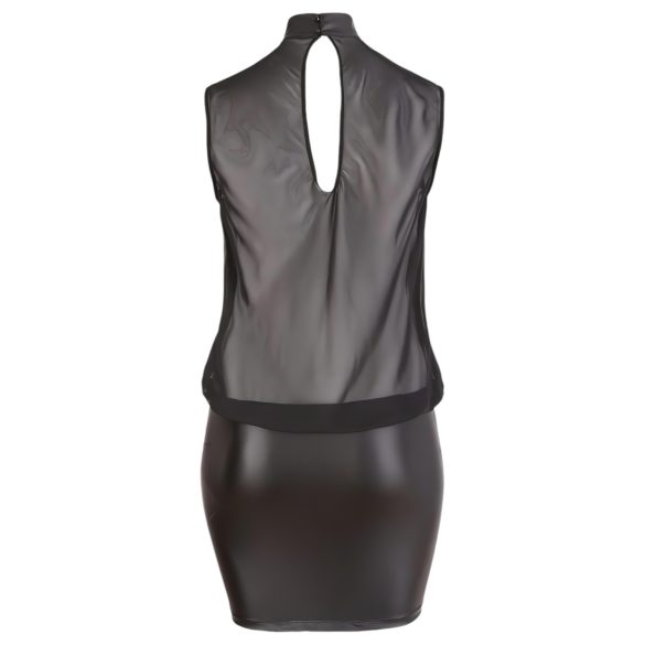 Cottelli - robe grande taille transparente - chiffon brillant noir - 4XL