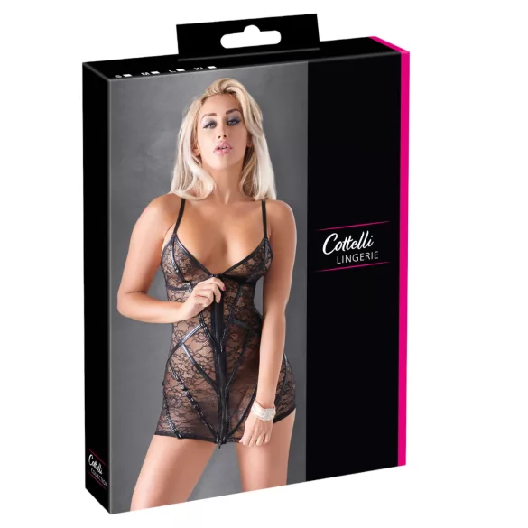 Cottelli - robe courte rayée brillante - dentelle noire - XL