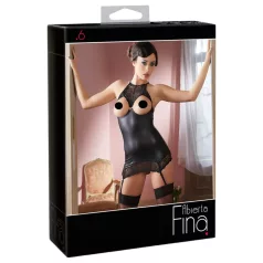 Abierta Fina - robe courte sexy - effet brillant - noir