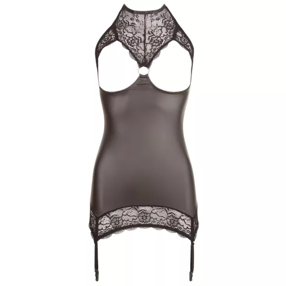 Abierta Fina - robe courte sexy - effet brillant - noir - XL