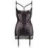 Abierta Fina - Robe satinée avec soutien-gorge (noir) - 85B/L