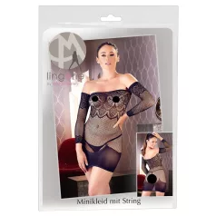   Mandy Mystery - Robe résille noire avec strass & string (S-L)