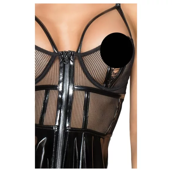 Noir - robe en vinyle avec empiècements résille - noir - L