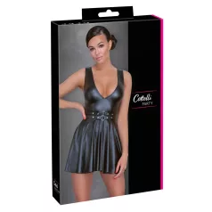 Cottelli - robe plissée sexy - ceinture incluse - noir