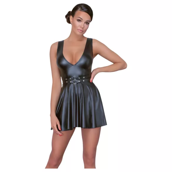 Cottelli - robe plissée sexy - ceinture incluse - noir - L