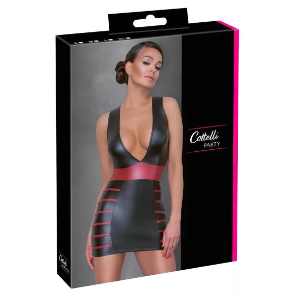 Cottelli Party - Robe moulante rayée (noir-rouge)
