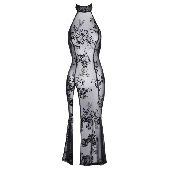 Noir - robe longue transparente à motifs floraux - noir - M
