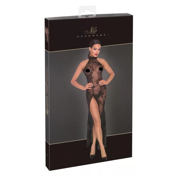 Noir - robe longue transparente à motifs floraux - noir - L