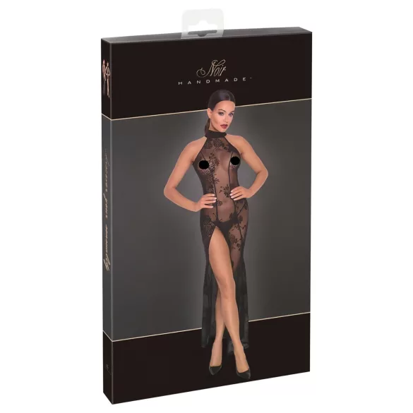 Noir - robe longue transparente à motifs floraux - noir - L