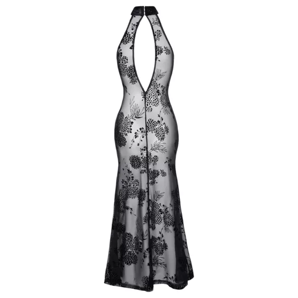 Noir - robe longue transparente à motifs floraux - noir - L