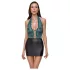 Cottelli - robe brillante en dentelle avec laçage (noir-vert) - M