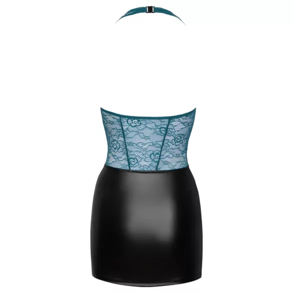 Cottelli - robe moulante lacets dentelle effet brillant - noir vert - L