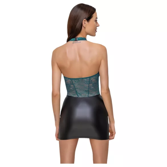 Cottelli - robe brillante en dentelle avec laçage (noir-vert) - XL