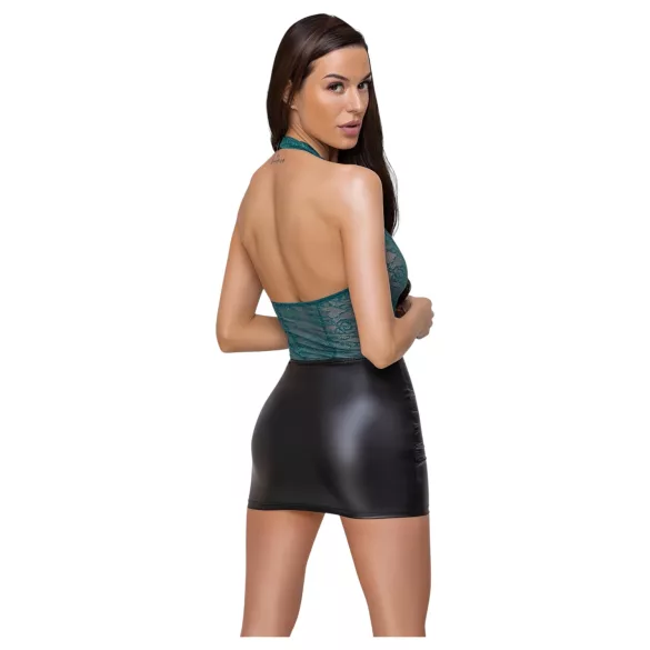 Cottelli - robe brillante en dentelle avec laçage (noir-vert) - XL