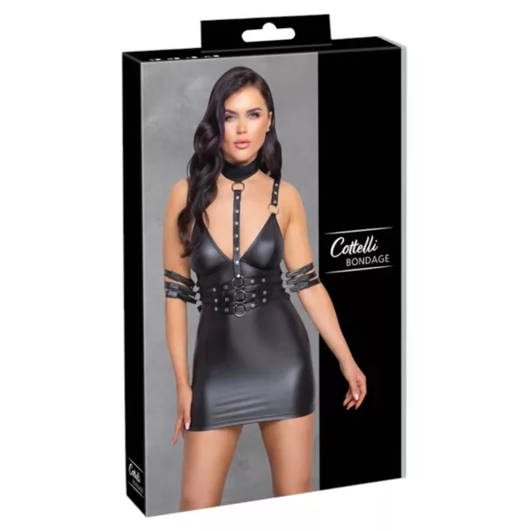 Cottelli Bondage - robe mini brillante à col tour de cou - noir