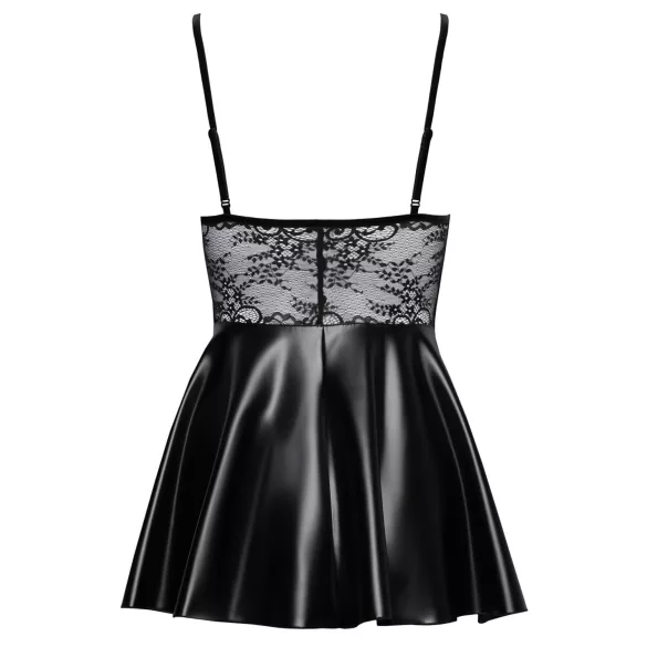 Noir - robe brillante avec haut dentelle (noir) - M