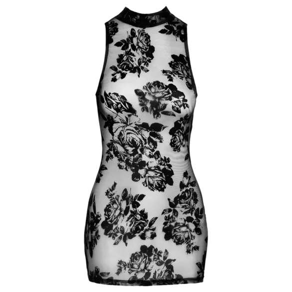 Noir - robe mini noire sans manches à motif de roses