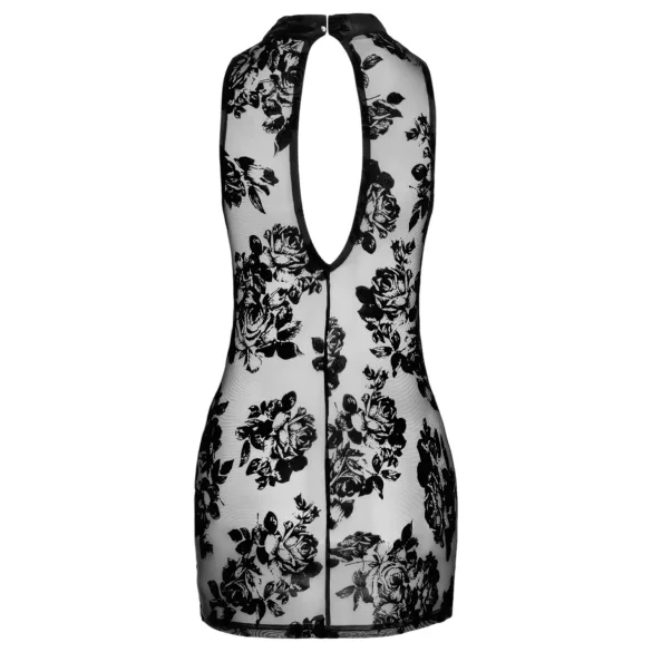Noir - robe mini noire sans manches à motif de roses - M