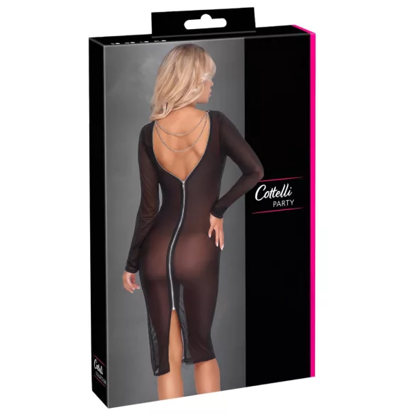 Cottelli Party - robe transparente avec fermeture éclair - noir - M