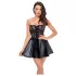 Noir - robe mini moulante - haut dentelle - effet brillant - noir