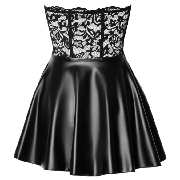 Noir - robe mini moulante - haut dentelle - effet brillant - noir