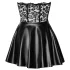 Noir - robe mini moulante - haut dentelle - effet brillant - noir