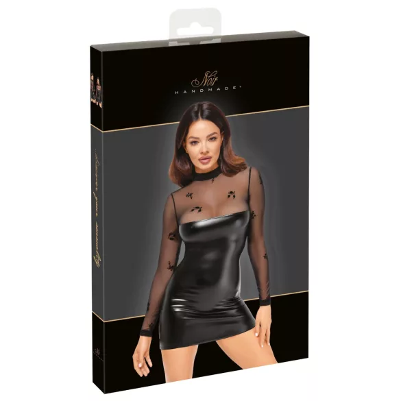 Noir - robe moulante transparente haut brillant - noir - M