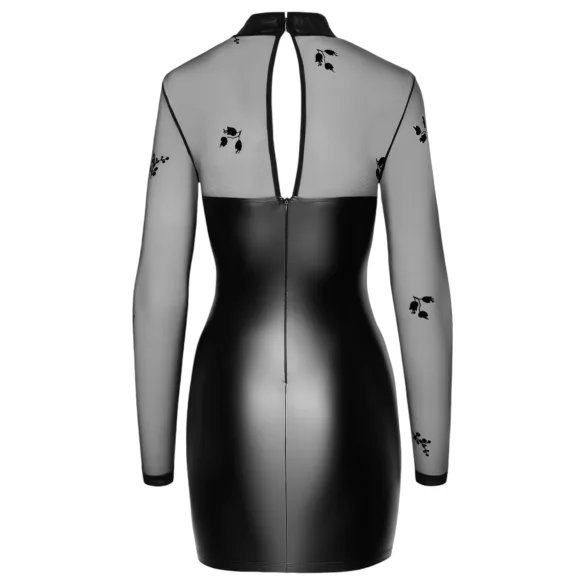 Noir - robe moulante transparente haut brillant - noir - M