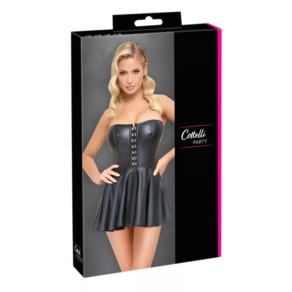 Cottelli - robe courte brillante - jupe plissée - noir