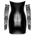 Noir - robe brillante avec empiècement en dentelle (noir) - M