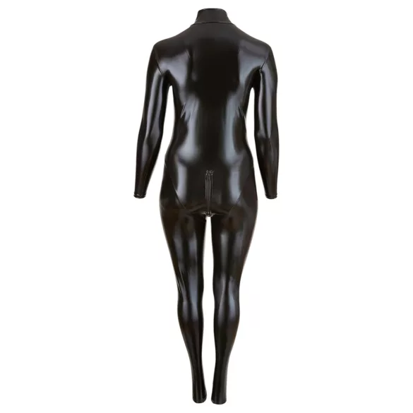 Cottelli Plus Size - combinaison moulante manches longues brillante - noir - 2XL