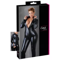  Cottelli Plus Size - combinaison moulante manches longues brillante - noir - 3XL