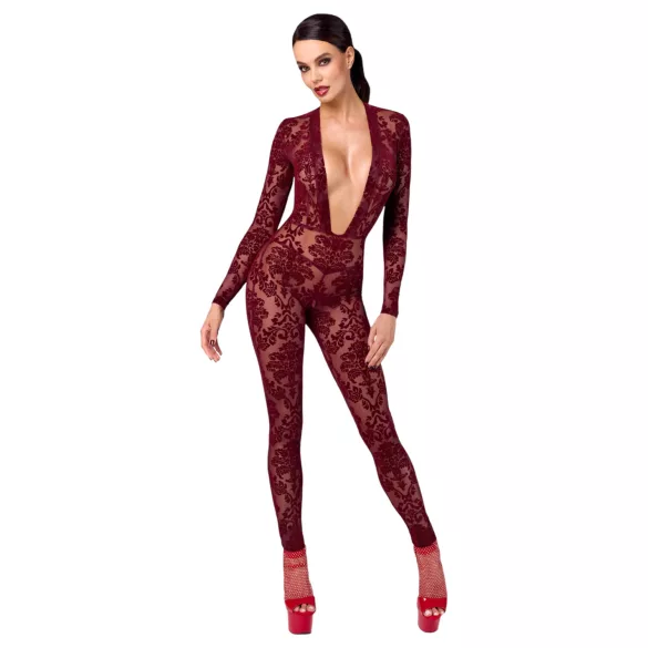 Noir Kink Royal - body résille transparent - rouge - M
