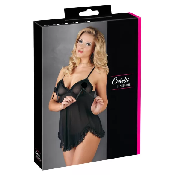 Cottelli - Babydoll sexy volanté - noir - L