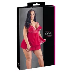   Cottelli Plus Size - babydoll sexy en dentelle - grande taille - rouge