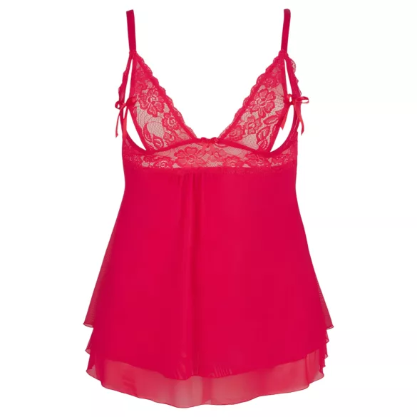Cottelli Plus Size - babydoll sexy en dentelle - grande taille - rouge - XL
