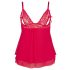 Cottelli Plus Size - babydoll en dentelle légère (rouge) - 2XL