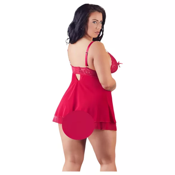 Cottelli Plus Size - babydoll sexy en dentelle - grande taille - rouge - 4XL